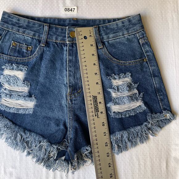 SHEIN Women’s Frayed Denim Short Shorts size 6 US, Blue - Picture 4 of 10